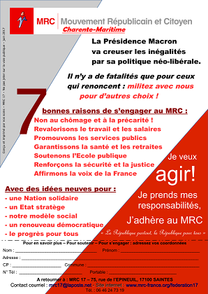 Avec le MRC 17, prendre ses responsabilités