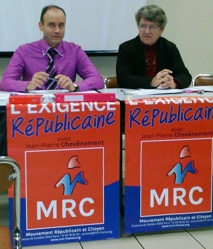 Serge MAUPOUET et Martine SOUVIGNET réunion-débat sur la réforme territoriale (Saintes - 26 novembre 2014) cliché : Michel Le Creff