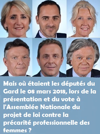 Le 8 mars 2018, le jour du vote sur la proposition de loi contre la précarité professionnelle des femmes où étaient-ils les députés gardois ?