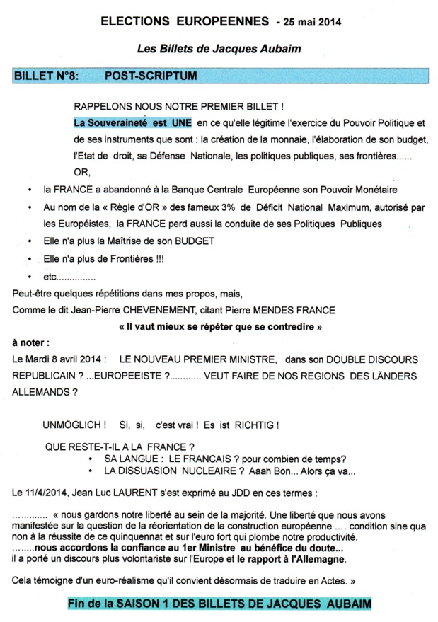 ELECTIONS  EUROPEENNES  2014