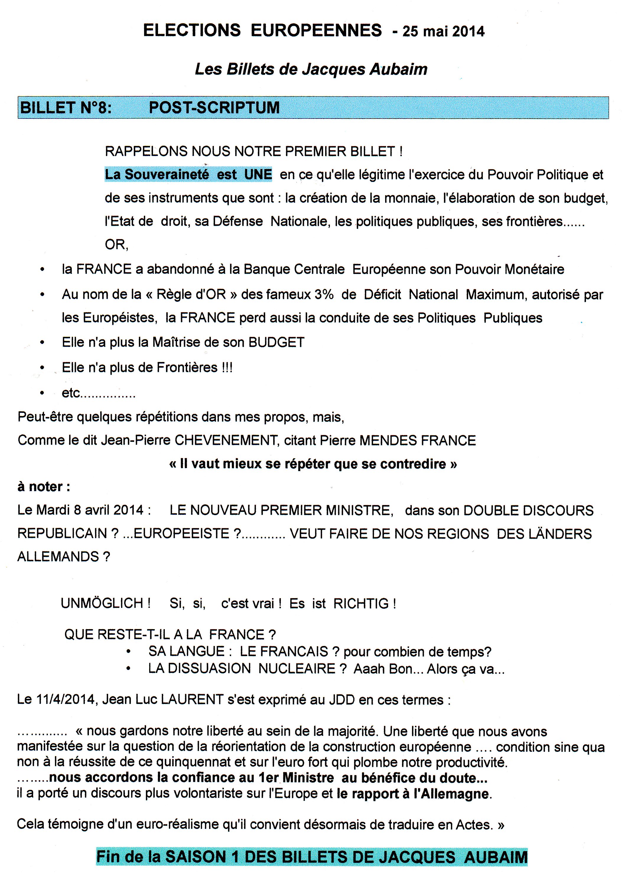 ELECTIONS EUROPEENNES 2014 ELECTIONS EUROPEENNES 2014