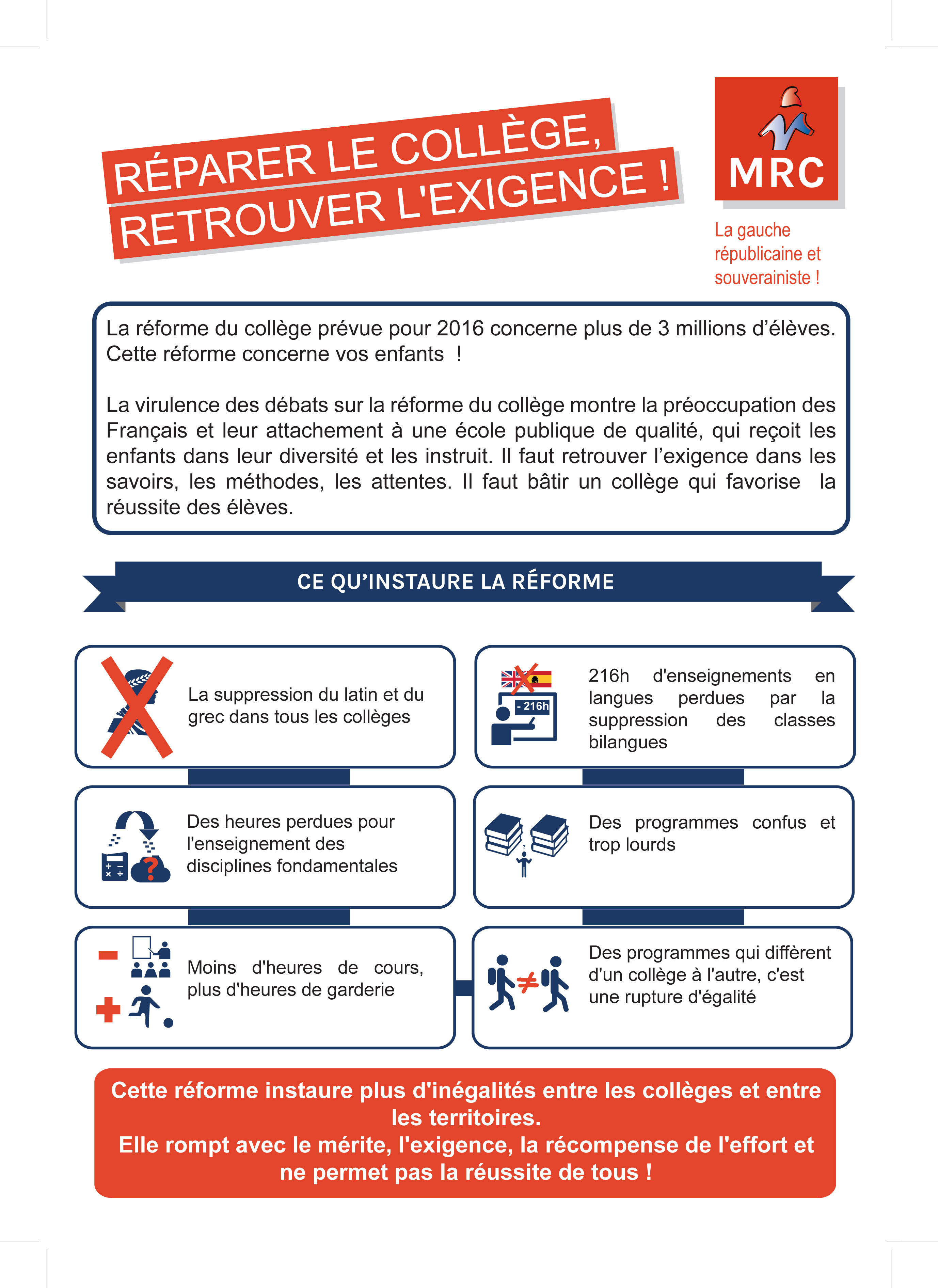 Notre tract sur le Collège