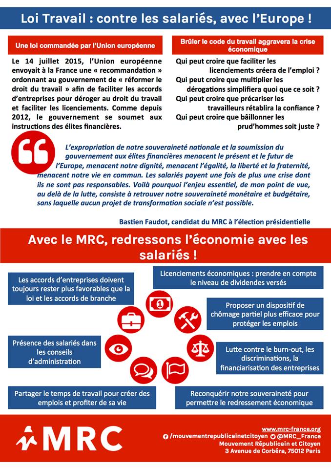 Loi EL KHOMRI: Le MRC 30 dit NON, NON, et NON (Manifestation du samedi 9 avril dans le Gard)