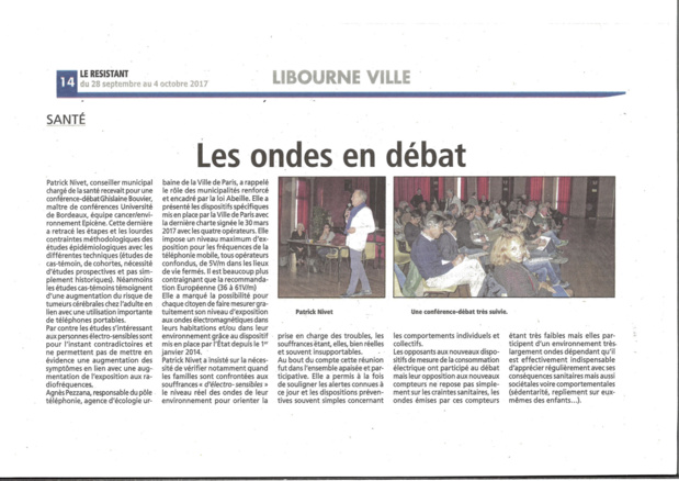Libourne vigilance : ondes conférence débat Libourne vigilance : ondes conférence débat