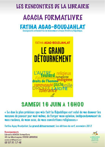 présentation du livre "le grand détournement" par Fatiha Boudjahlat présentation du livre "le grand détournement" par Fatiha Boudjahlat