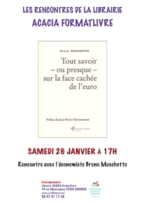 Bruno Moschetto, économiste membre de la direction Nationale du MRC auteur de nombreuses contributions au sujet de la monnaie unique.