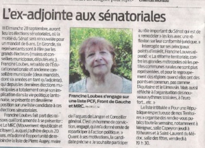 Au delà de la présence du MRC une candidate: Francine Loubes