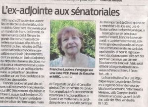 Au delà de la présence du MRC une candidate: Francine Loubes Au delà de la présence du MRC une candidate: Francine Loubes