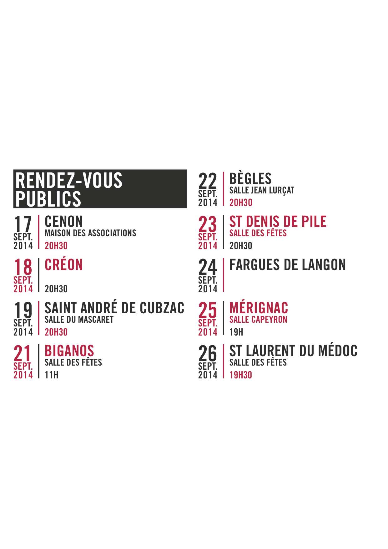 Rendez-vous publics Rendez-vous publics