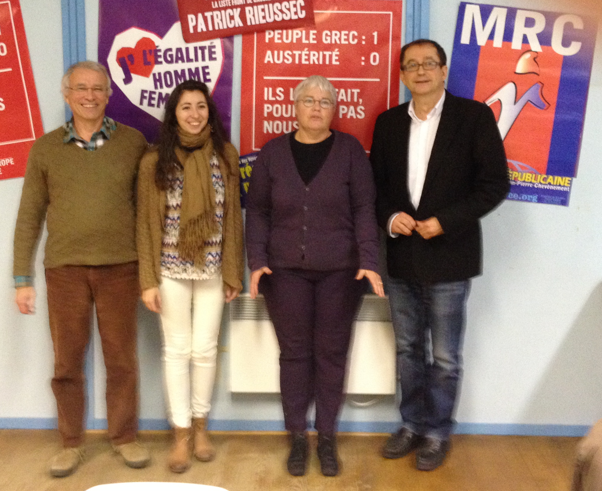 Guy Etchessahar (Titulaire Front de gauche) Nathalie Ange(Titulaire Front de gauche) Sylvie Garcia(Remplaçante Front de gauche) Jean-Philippe Lefranc (Remplaçant MRC)