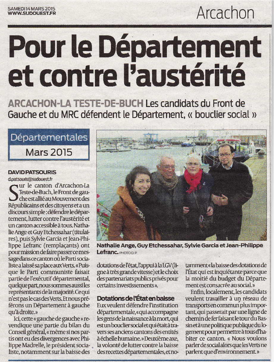 Article Sud-Ouest Conférence de presse 13 mars 2015