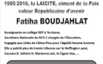 journée de la laïcité: Fatiha Boudjalhat le 9 décembre 2016 à 20 heures 45 salle Paul Bert à Sainte Foy la Grande