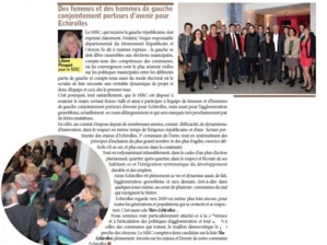 Municipales : Echirolles - Liliane Pesquet candidate MRC s'exprime dans le premier journal de campagne