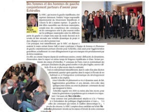 Municipales : Echirolles - Liliane Pesquet candidate MRC s'exprime dans le premier journal de campagne Municipales : Echirolles - Liliane Pesquet candidate MRC s'exprime dans le premier journal de campagne