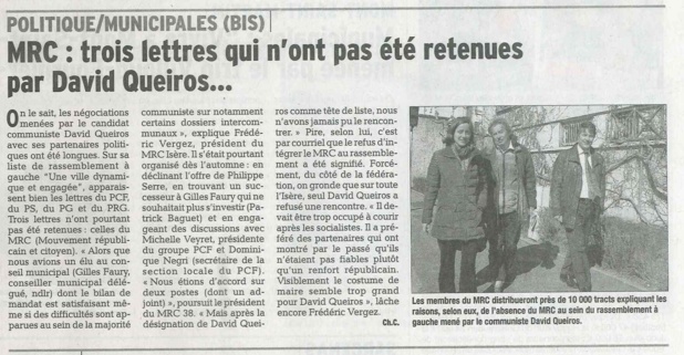St Martin d'Hères | Le costume de maire est trop grand pour David QUEIROS