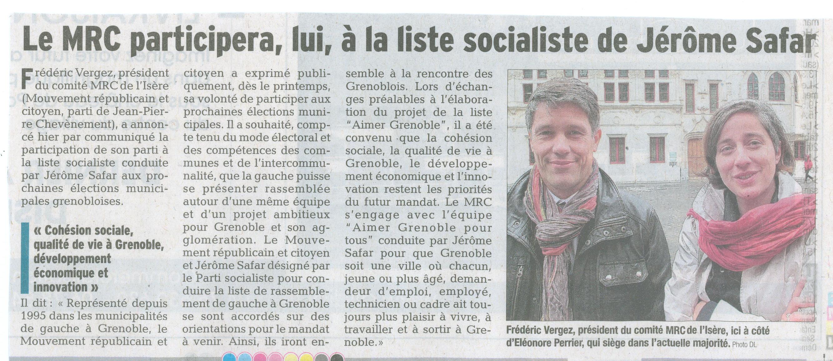 8 déc. 2013 Dauphiné libéré - Municipales : Grenoble 8 déc. 2013 Dauphiné libéré - Municipales : Grenoble