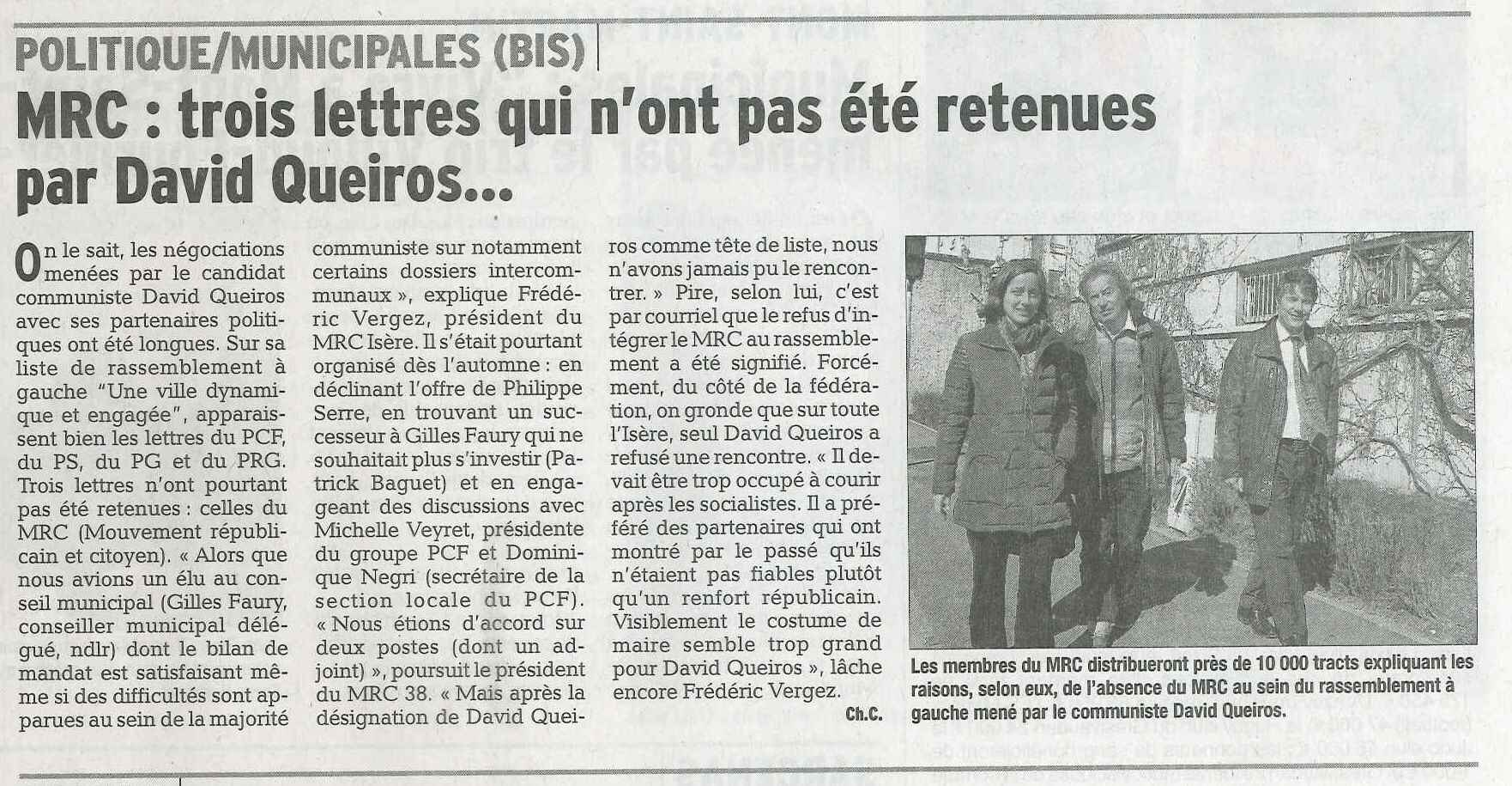 St Martin d'Hères | Le costume de maire est trop grand pour David QUEIROS