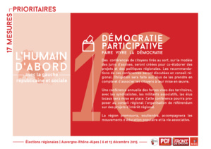 Quelques-unes de nos propositions pour une région citoyenne, solidaire et impliquée dans l'avenir des citoyens