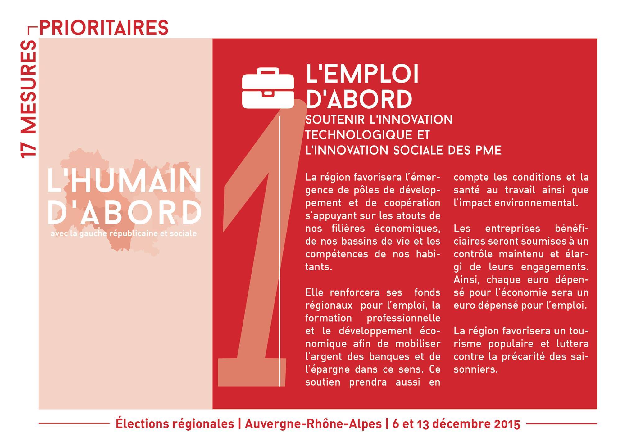 Quelques-unes de nos propositions pour une région citoyenne, solidaire et impliquée dans l'avenir des citoyens