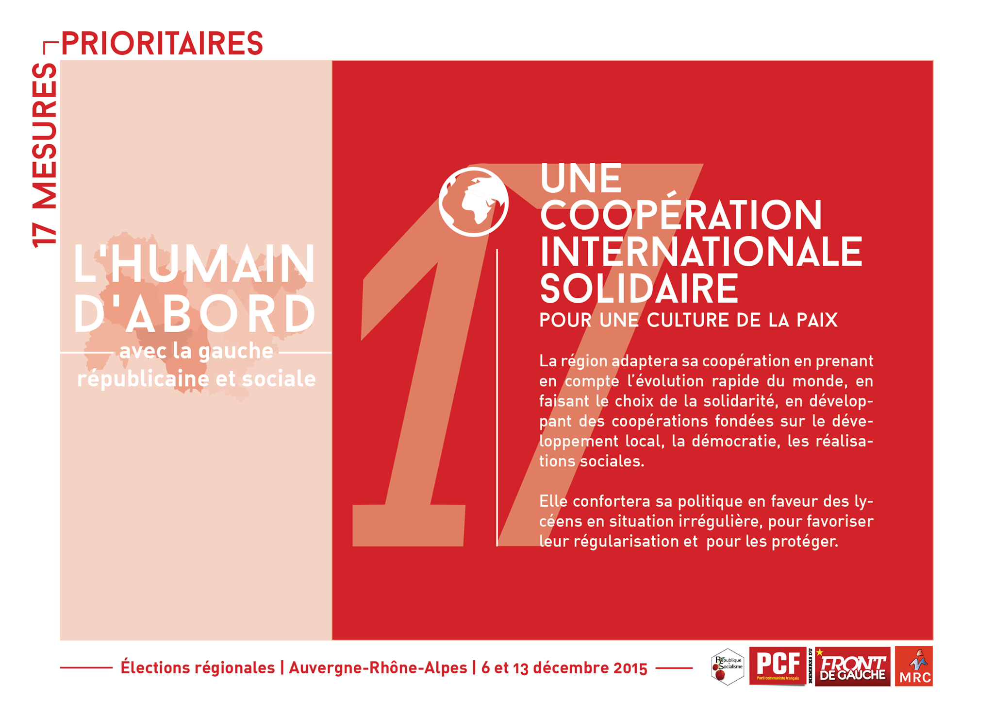 Quelques-unes de nos propositions pour une région citoyenne, solidaire et impliquée dans l'avenir des citoyens