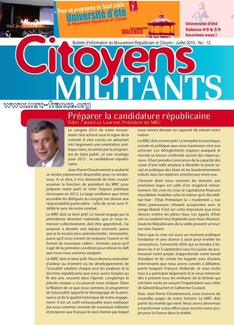 Téléchargez et distribuez le numéro de Citoyens Militants de juillet 2010