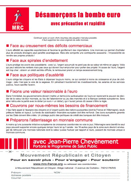 Désamorçons la bombe euro avec précaution et rapidité