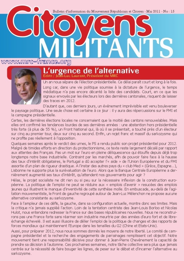 Téléchargez et distribuez le numéro de Citoyens Militants de mai 2011
