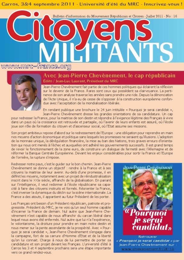 Téléchargez et distribuez le numéro de Citoyens Militants de Juillet 2011