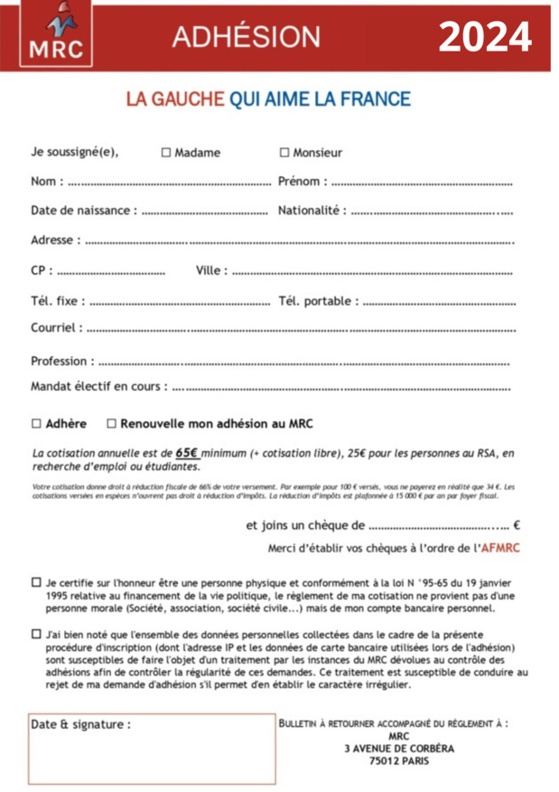 Bulletin d'adhésion 2024