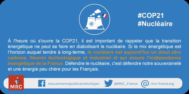 Affiche et visuels COP21 : "Nucléaire : l'atout zéro carbone !"