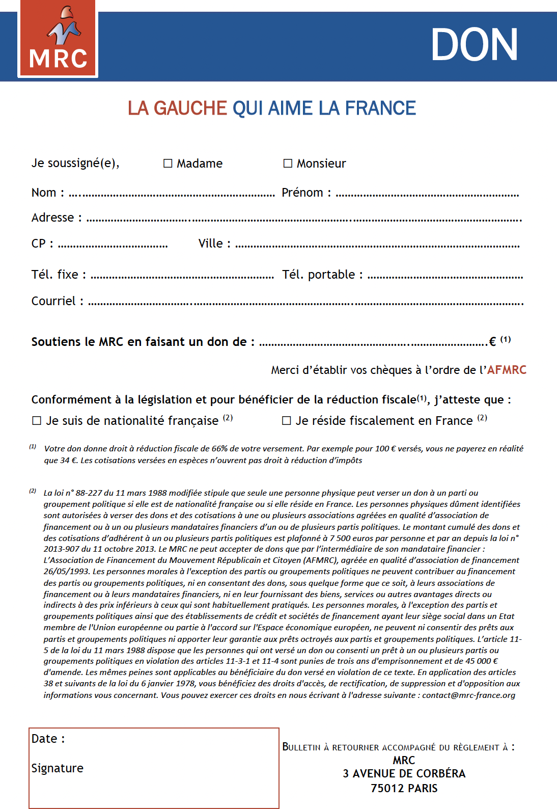 Bulletin de don 2022